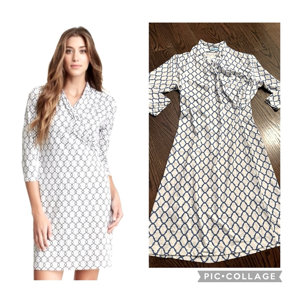 J. McLaughlin Catalina Cloth faux wrap dress 3/4 length sleeve